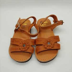 Genuine Leather Costa Rican Toddler Sandals with flower accent